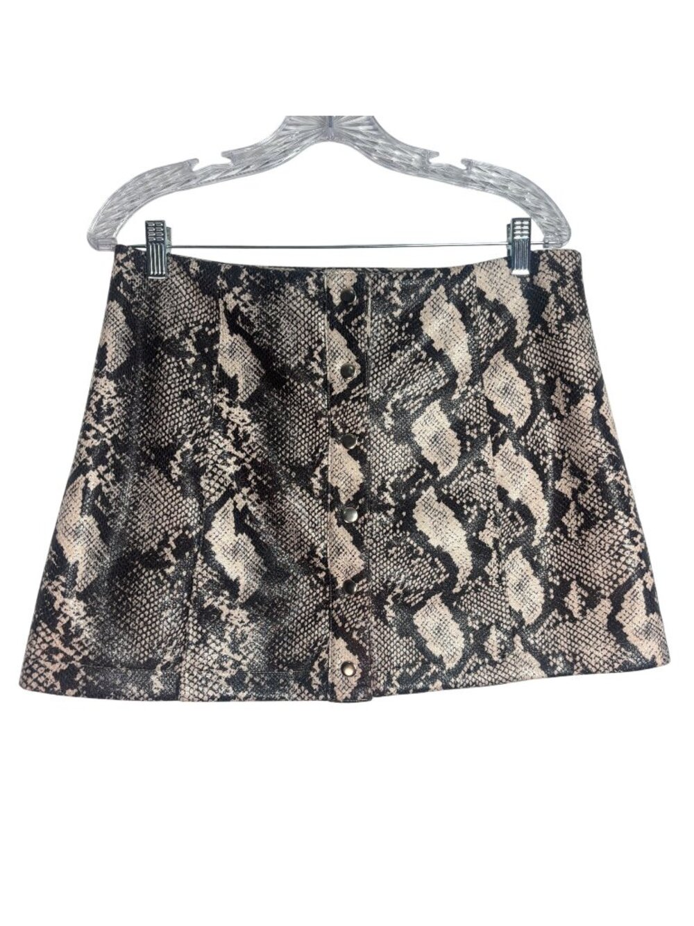 Urban Outfitters Brown Snakeskin Print Button Front Mini Skirt Size L